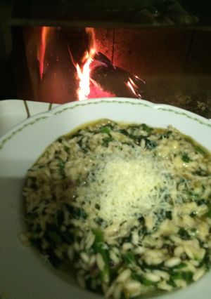 Una foto de Risotto de espinacas