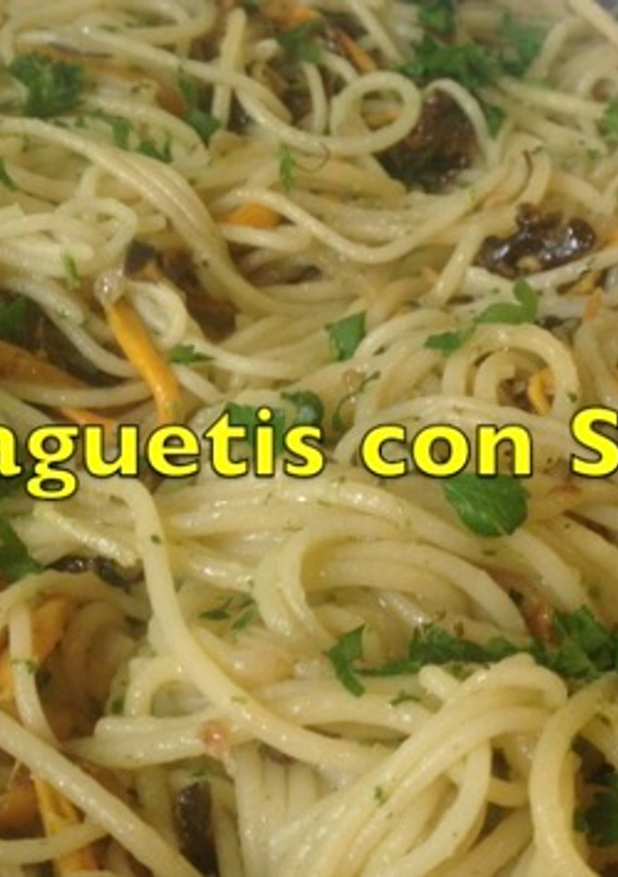 Una foto de Espaguetis con setas
