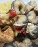 Pescado y coliflor fritos 