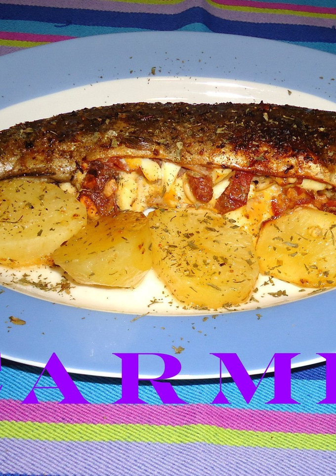Una foto de Truchas rellenas y asadas con cava