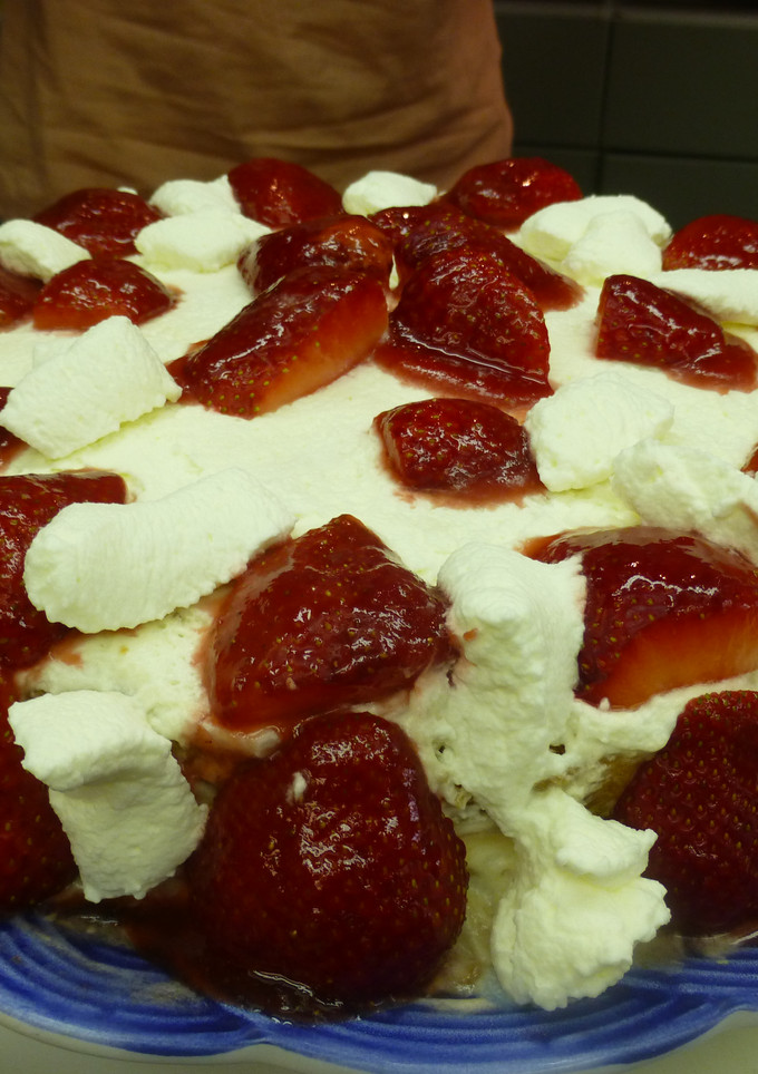 Una foto de Tarta de crema de fresas
