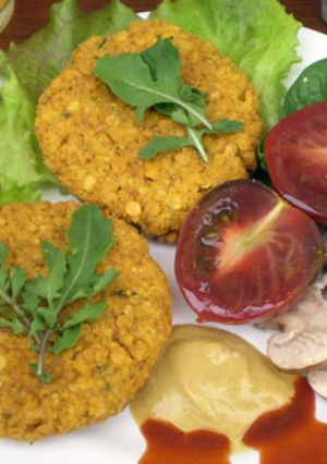 Una foto de Hamburguesas veganas de lentejas rojas