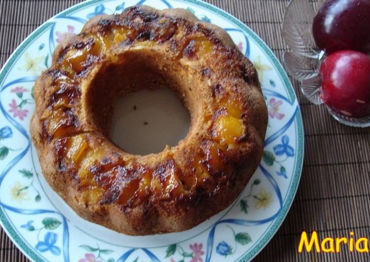 Bizcocho de zanahoria y melocotón con caramelo