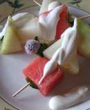 Brochetas de melones al oporto