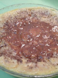 Una foto de Tarta de pera y plátano con dulce de leche