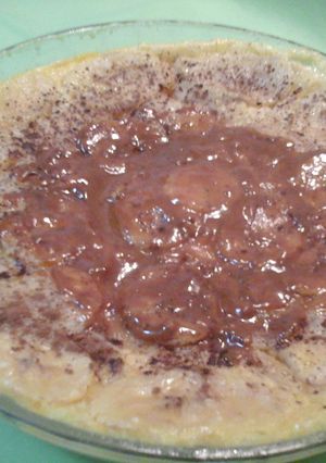 Una foto de Tarta de pera y plátano con dulce de leche