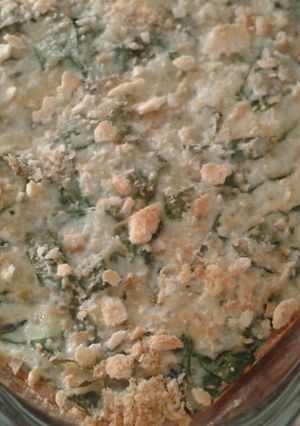 Una foto de Arroz y espinaca horneados con cubierta crocante