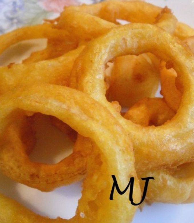 Una foto de Aros de cebolla con cerveza