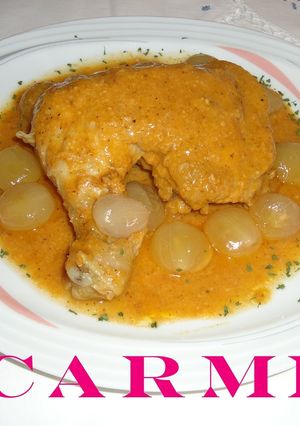 Una foto de Pollo con uvas al cava