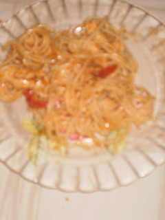 Una foto de Spaguettis con el relleno de los burritos