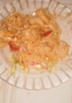 Una foto de Spaguettis con el relleno de los burritos