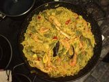 Fideuá con gambas y cigalas