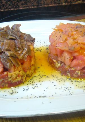 Una foto de Timbal de pimientos con ahumados
