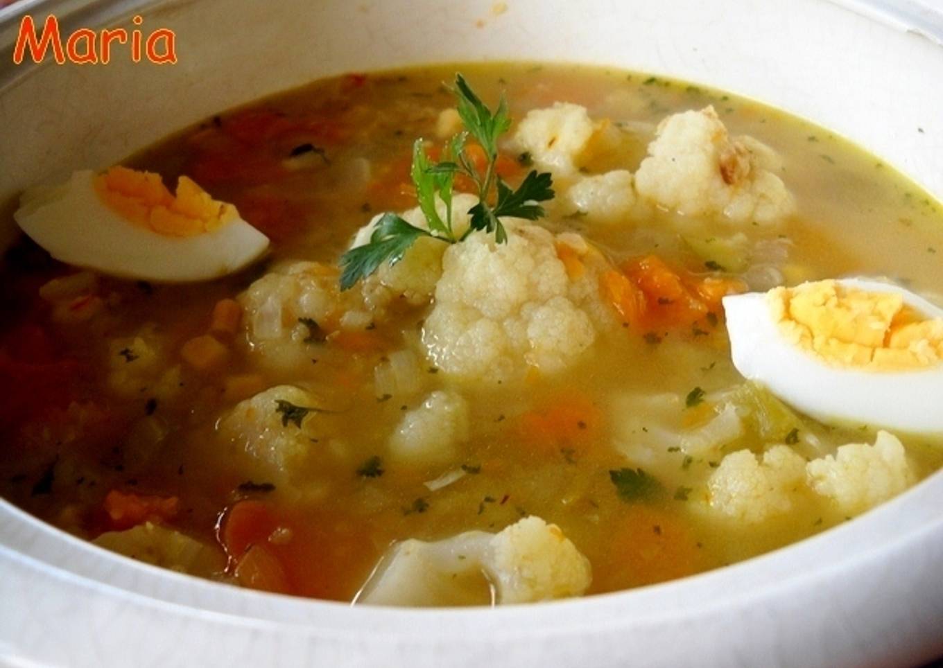 Sopa de coliflor y calabaza<br />