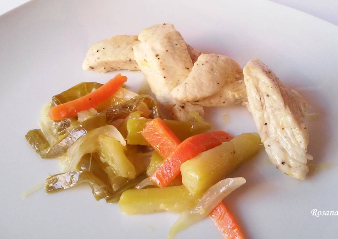 Pechuga de pollo con verduras