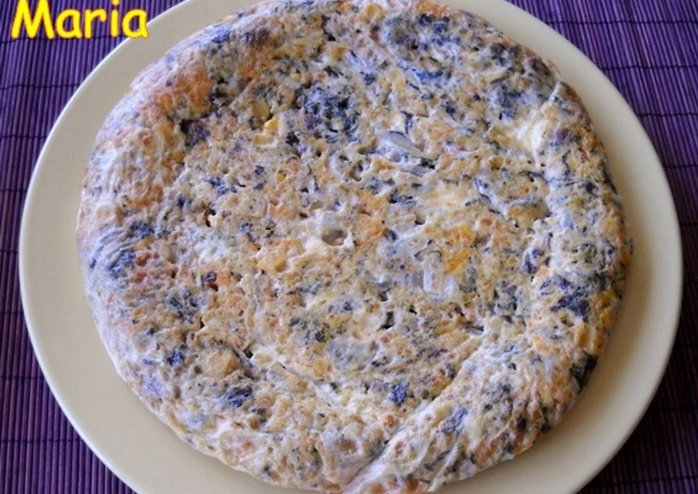 Tortilla de verduras con maíz y pasas<br />