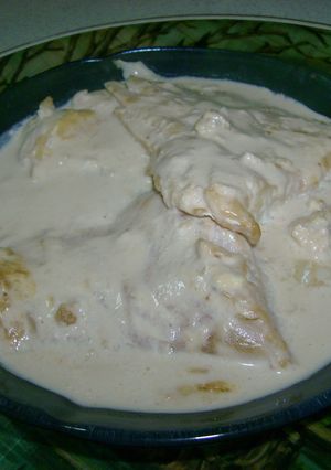 Una foto de Merluza con crema de soja