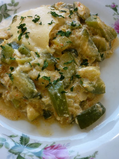 Una foto de Revueltos de zapallitos y queso crema