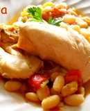 Judías blancas con picantones