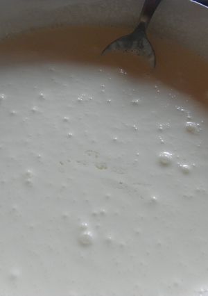 Una foto de Leche evaporada casera con leche líquida