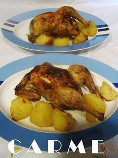 Una foto de Picantones rellenos con beicon y orejones a la cerveza