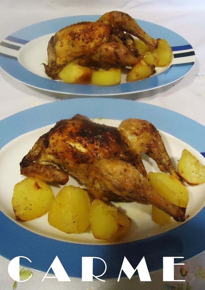 Una foto de Picantones rellenos con beicon y orejones a la cerveza