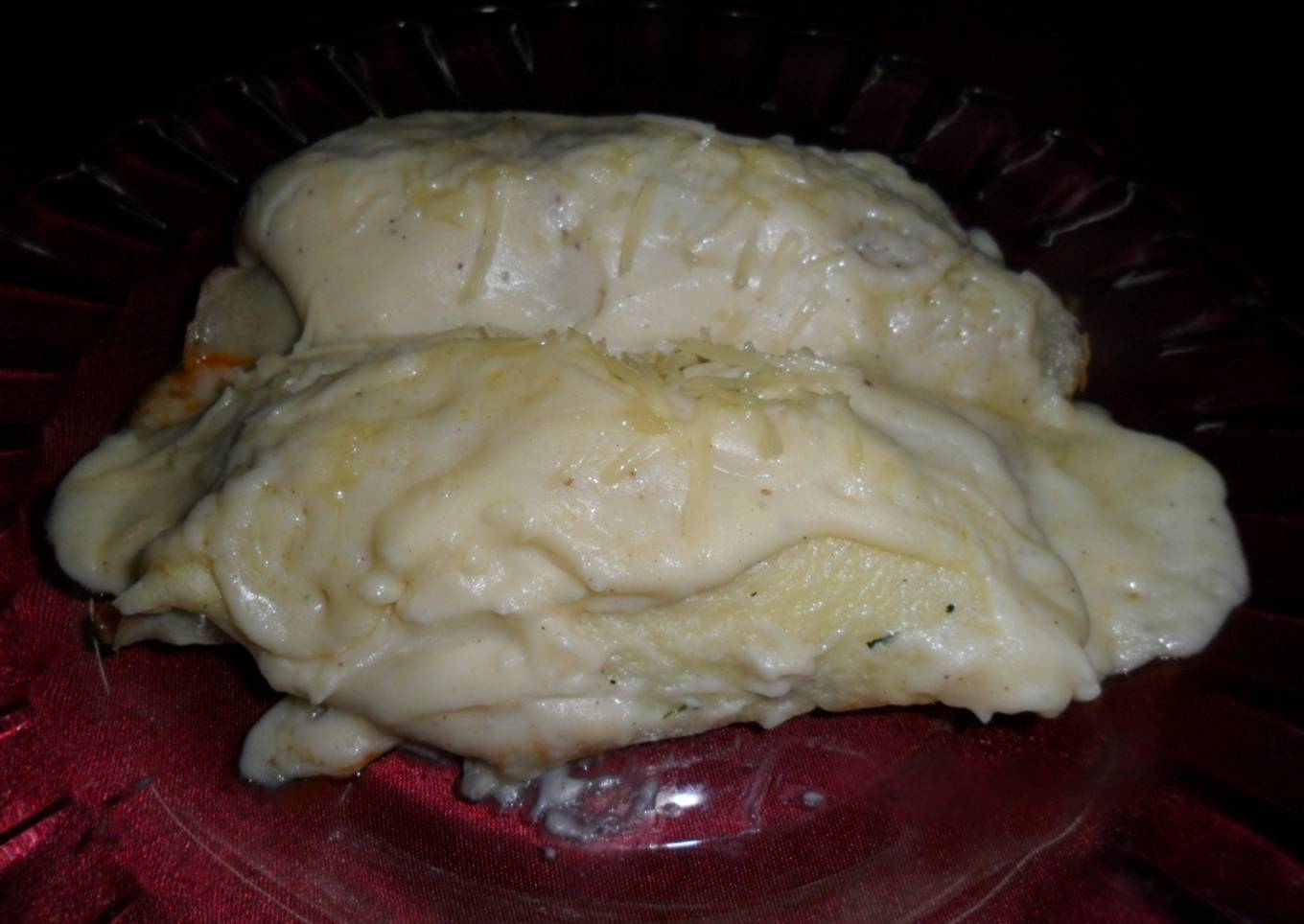 Canelones de acelga con salsa bechamel<br />