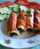 Canelones en salsa de pimientos del piquillo