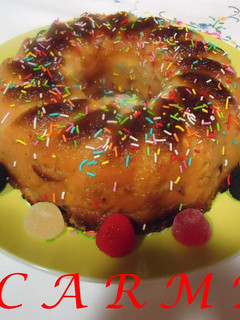 Una foto de Puding de magdalenas