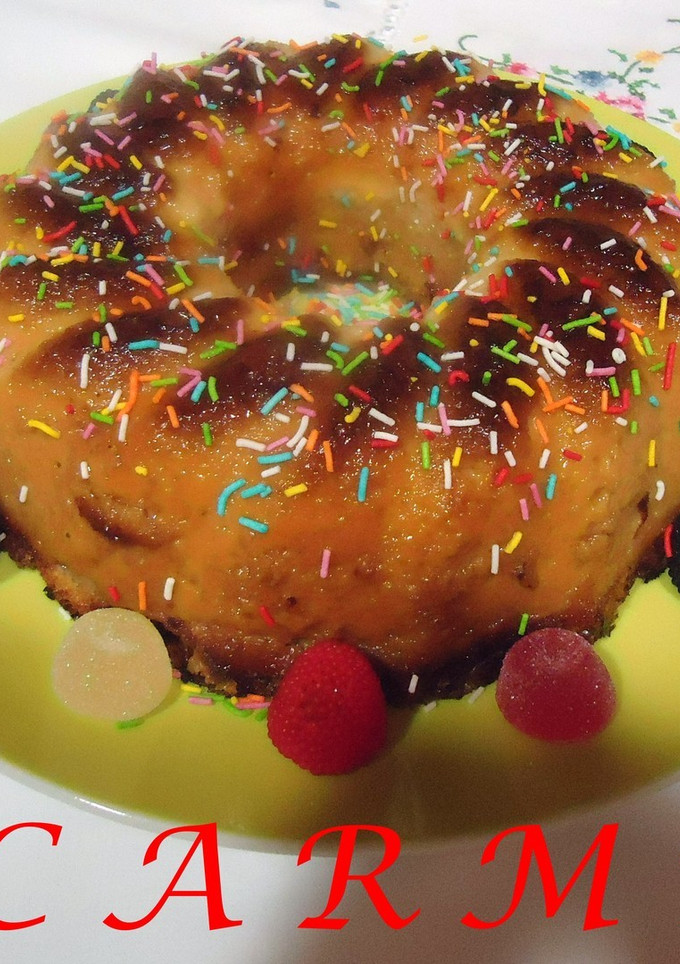 Una foto de Puding de magdalenas