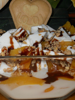 Una foto de Yogurt al queso con melocotón light