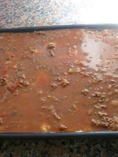 Una foto de Lasañas rellenas de carne y puré de tomate