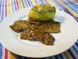 Escalopines de ternera con salsa de limón y Patatas Rellenas con crema de espinacas
