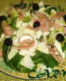 Ensalada de espinacas, mozarella y jamón york