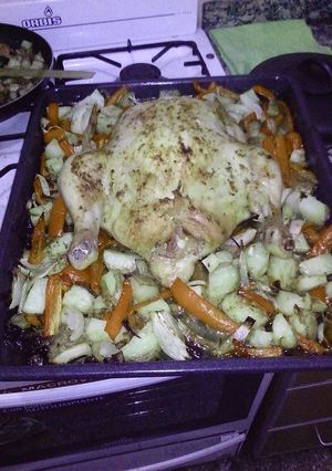 Una foto de Pollo al vino horneado