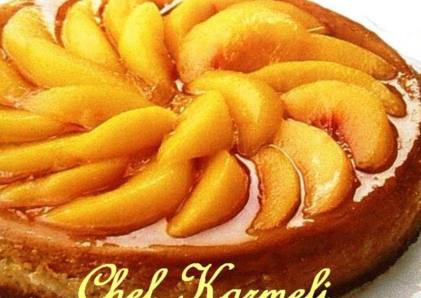 Tarta orgánica de queso melocotón y nata<br />