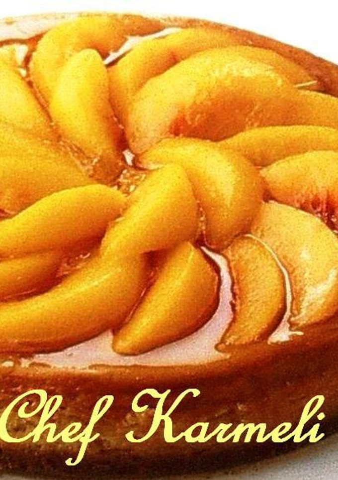 Una foto de Tarta orgánica de queso melocotón y nata