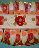 Pastel de pescado con pimientos y guisantes
