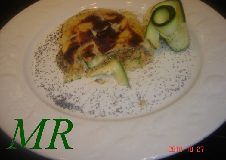 Lasaña de calabacín con soja y semillas de amapola