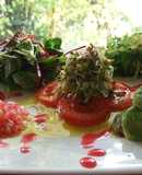 Ensalada de otoño en verde y rojo