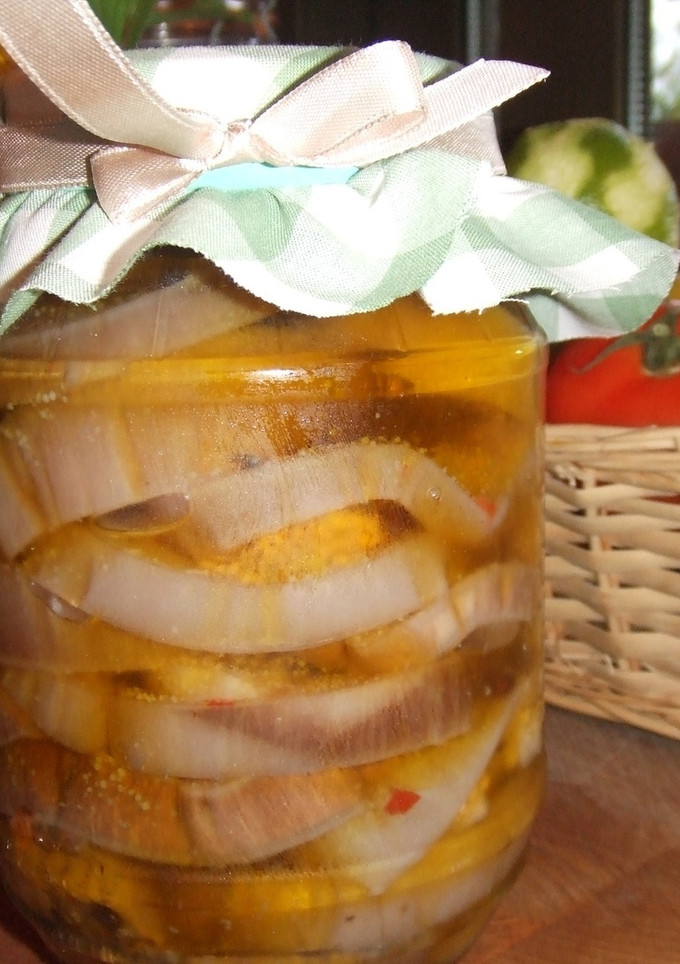 Una foto de Berenjenas en aceite de oliva
