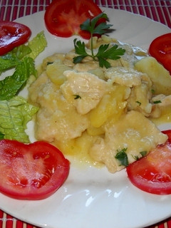 Una foto de Pechuga de pollo con manzanas al curry