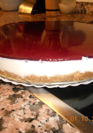 Una foto de Pastel de queso con arándanos
