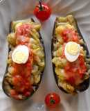 Berenjenas rellenas de gambas y anchoas