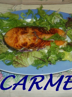 Una foto de Salmón a la plancha a la naranja