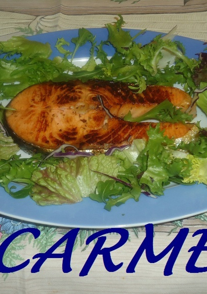 Una foto de Salmón a la plancha a la naranja