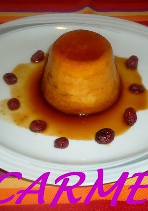 Una foto de Flan de chirimoya