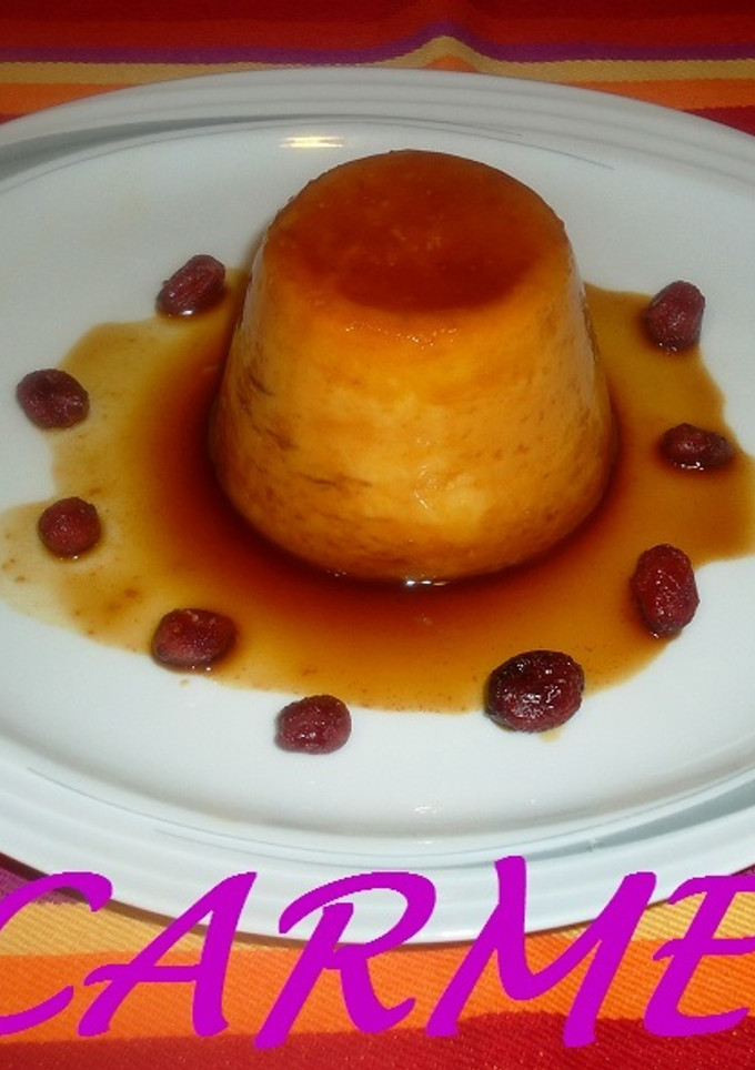 Una foto de Flan de chirimoya