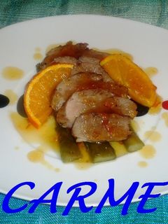 Una foto de Magret de pato con reducción de mermelada de naranja