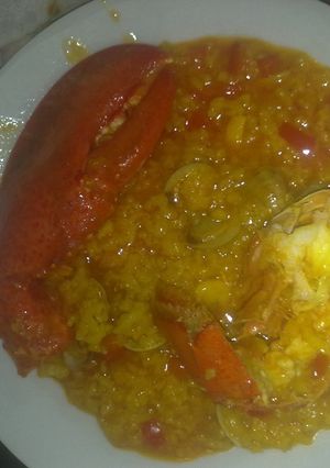 Una foto de Arroz caldoso con bogavante y chirlas